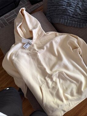 Essentials Cream Hoodie with Brushed Interior
